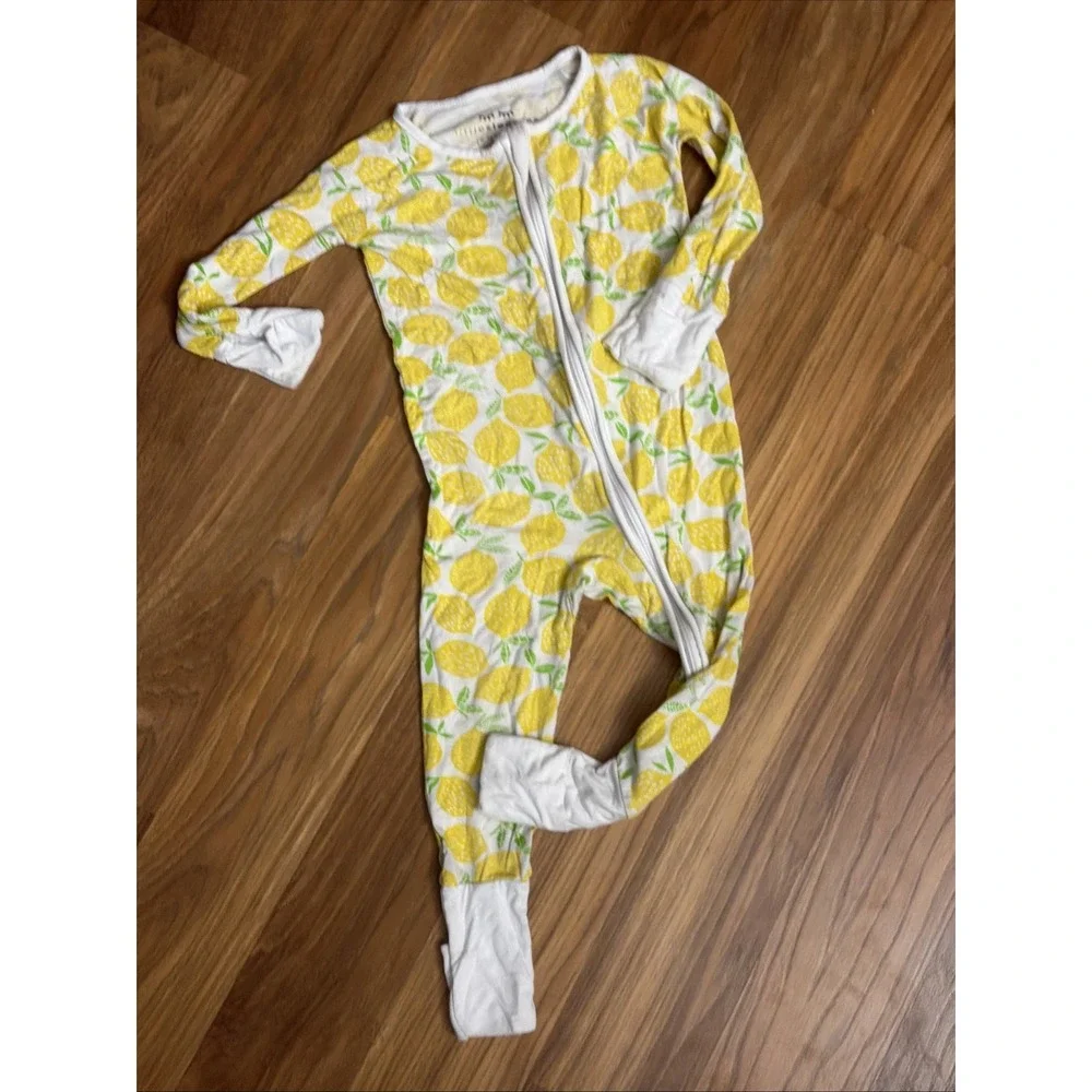 Little Sleepies Baby Girls 6-12 Months Lemons Footed Sleeper Pajamas Bamboo VGC